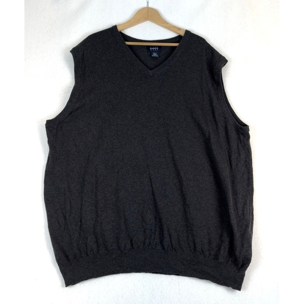 HB Harbor Bay Sweater Vest 3XLT Charcoal Gray Mens V-Neck Cotton